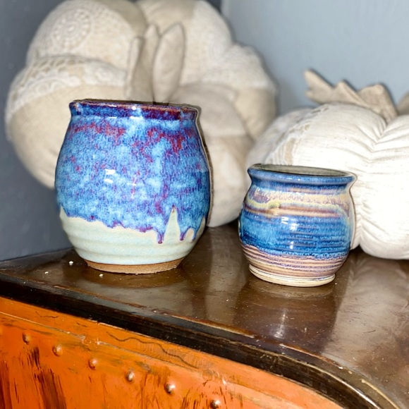 TWO BEAUTIFUL HANDMADE CERAMIC CANDLE HOLDERS - LIKE NEW - Picture 4 of 16